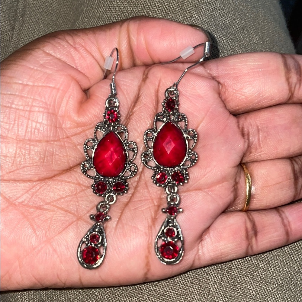 Elegant Red Dangle Earrings